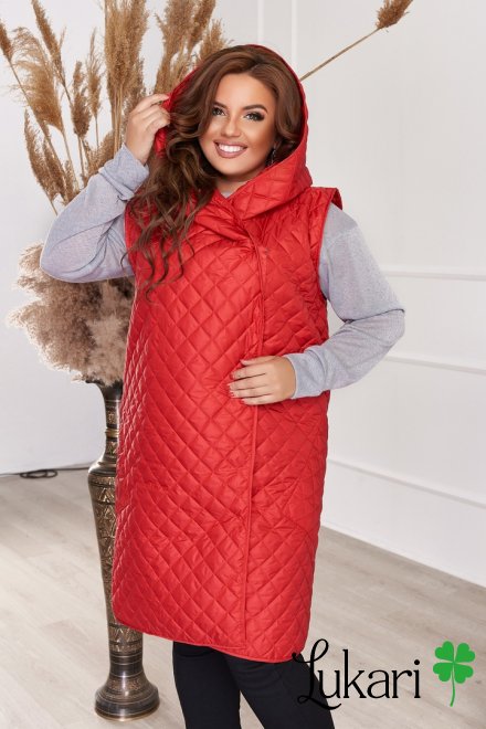 Женская жилетка большого размера красная, плащевка НТФВ 3390-2