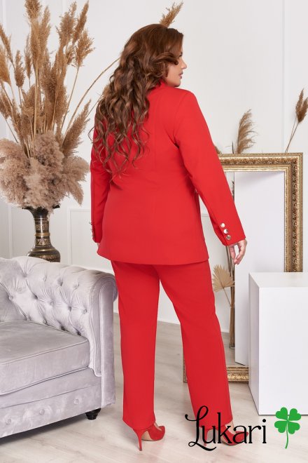 Костюм двійка жіночий великого розміру червоний, костюмка НТФВ 3365-5