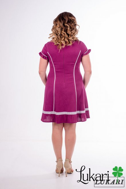 Платье большого размера цвет марсала Lukari, лен 0142-1